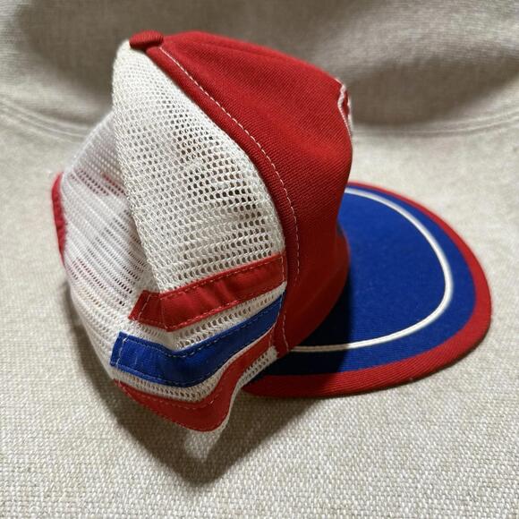 Vintage 80s The Nashville Network Red White Blue Trucker Snapback Hat Made USA - Picture 4 of 8